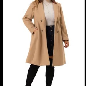 Chic Tan Double-Breasted Women's Pea Coat